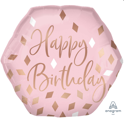Pink Blush Happy Birthday Foil Balloon NZ