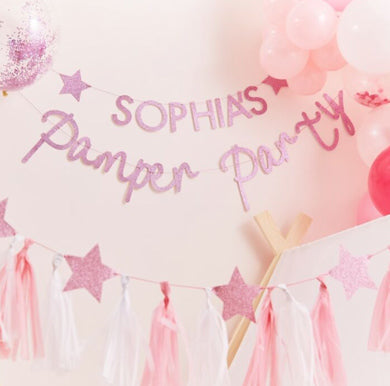Pink Glitter Pamper Party Bunting NZ