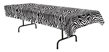 Zebra Plastic Table Cloth, Jungle Theme