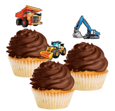 Big construction cupcake toppers NZ