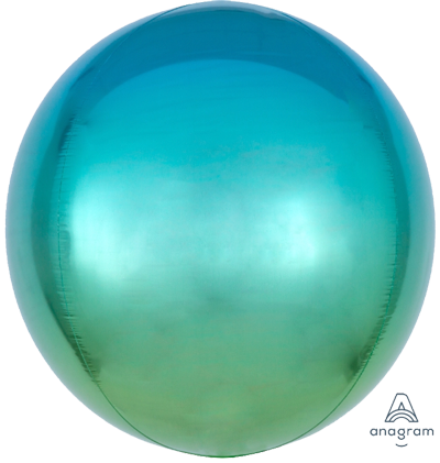 BLue Green Ombre Orbz Foil Balloon