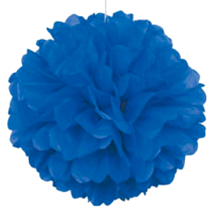Blue Puff Ball Tissue Decorations