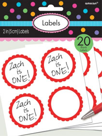 Red Scalloped Sticky Labels