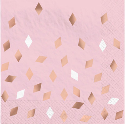 Blush Rose Gold COnfetti Lunch Napkins NZ