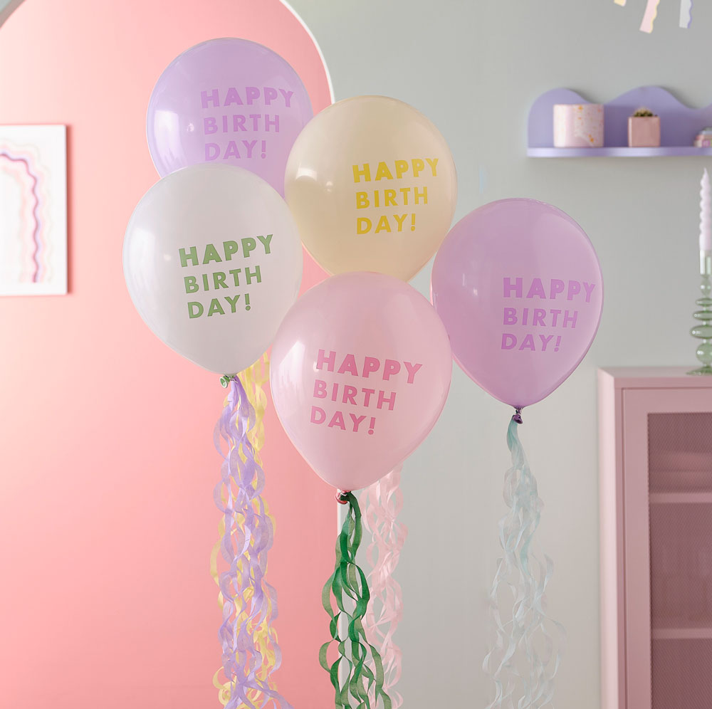 Pastel Happy Birthday Balloon Pack with Tassels