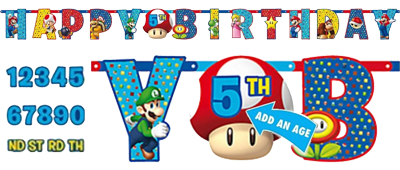 Super Mario Happy Birthday Banner NZ