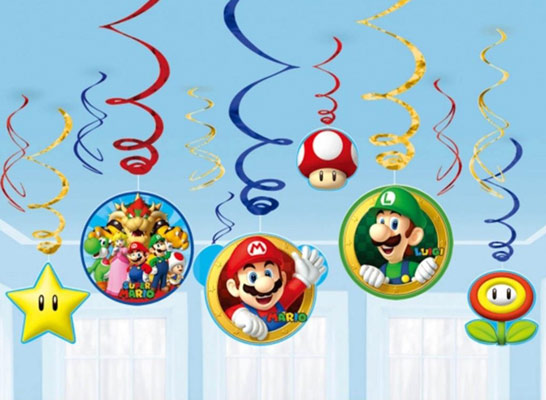 Super Mario Brother Swirl Decorations NZ
