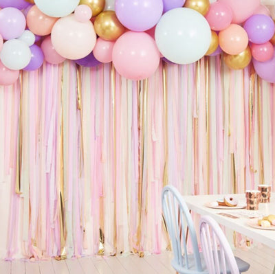 Balloon Garland with Pastel gold streamers NZ