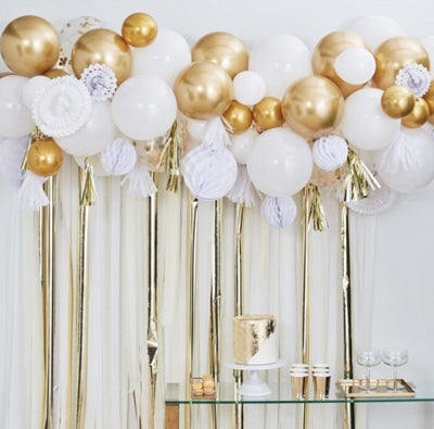 Balloon Garland Gold and White NZ