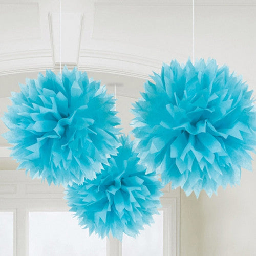 Light Blue Pom POm Tissue Decorations