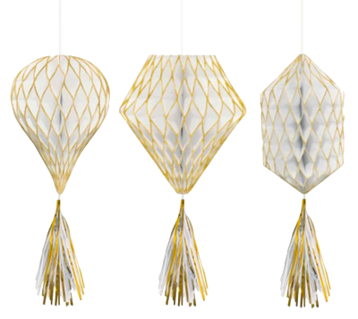 White Gold Honeycomb Decorations NZ