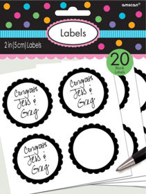 Black Scalloped Sticky Labels