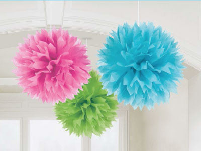 Purple Fluffy Tissue Ball Decorations, Party