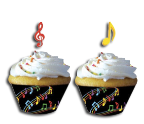 Dancing Music Notes Cupcake Wrappers, Disco theme