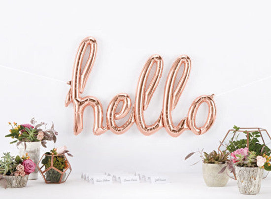 Hello Rose Gold Script Foil Balloon