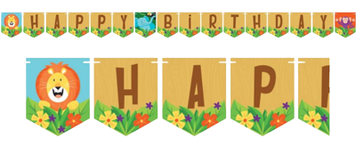 Jungle Safari Happy Birthday Banner NZ