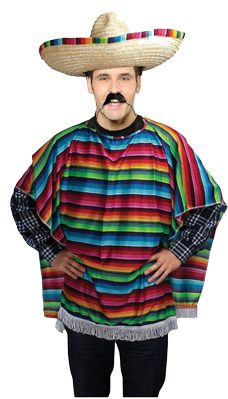 Mexican Fiesta Multi-coloured Poncho Costume