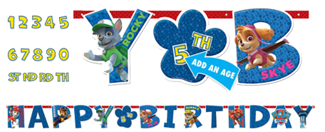 Paw patrol Add and age Happy birthday Banner NZ
