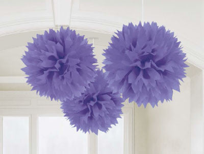 Purple Fluffy Tissue Ball Decorations, Party
