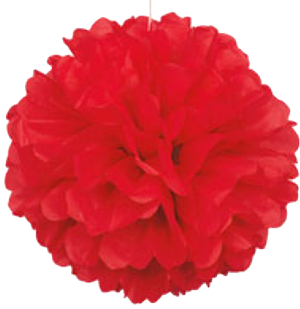 Red Puff Ball Tissue Decorations