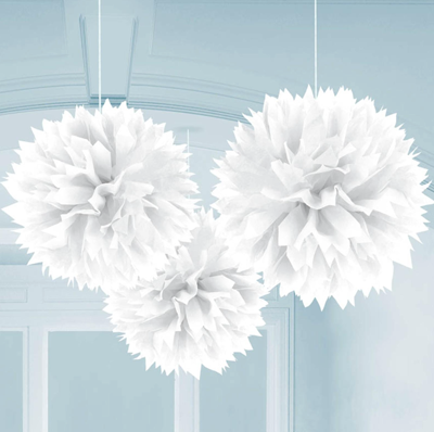 White Fluffy Tissue Ball Decorations, Party