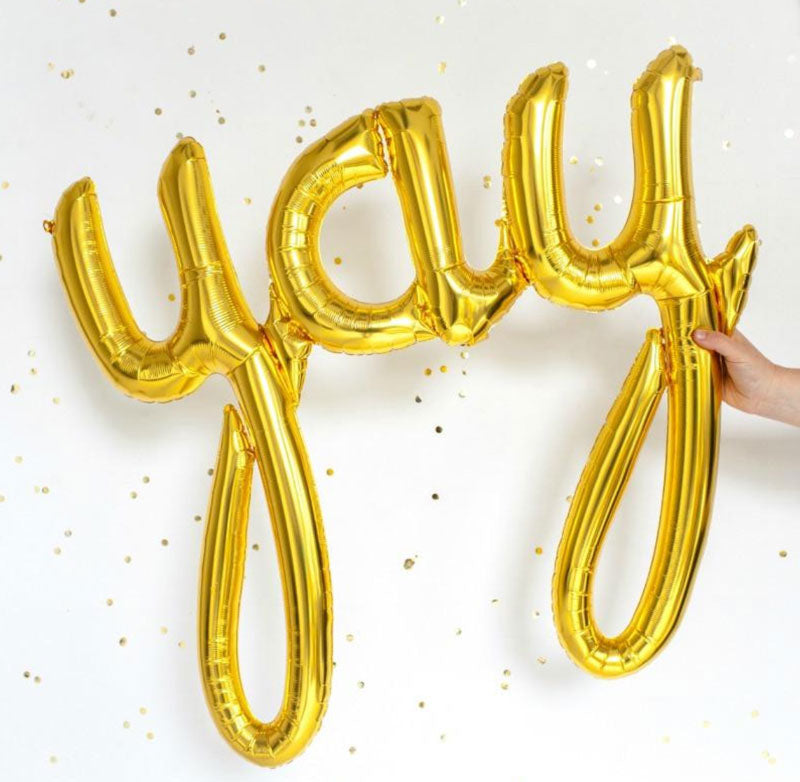 Yay Gold Script Foil Balloon